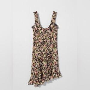 Zara Kate Moss 100% silk Floral Ruffled Slip Bohemian Mini Dress